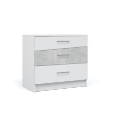 Комод Антария 3ящ Белый жемчуг/Ателье светлый