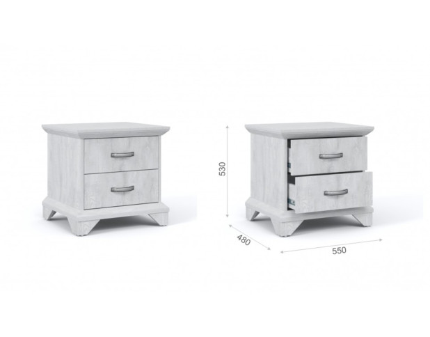 Тумба Лорена 2ящ Бетон пайн белый