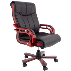 Кресло поворотное SULTAN, ECO/дерево, (черный), ECONOM