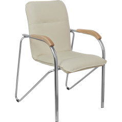 Стул "SAMBA AKS-1" арт. G000.091, эк/к крем, подлокотники дерево светлое