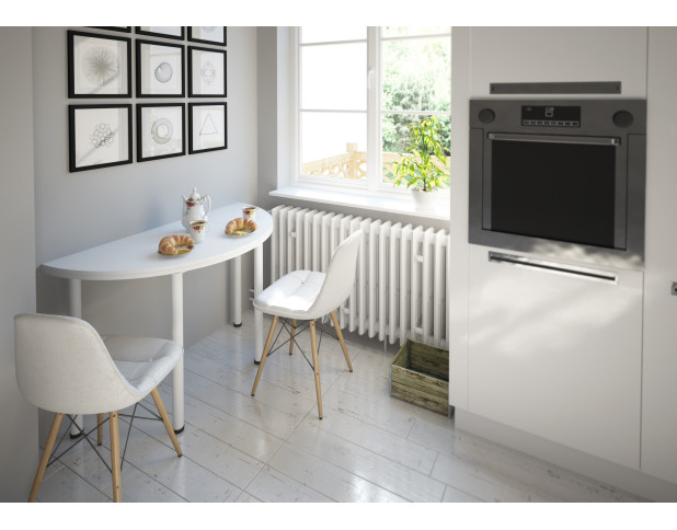 Стол-консоль Далис 1, Дуб Белый Крафт \ опора белый муар, 1000*500(1000)*760