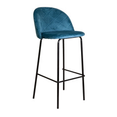Стул ICON, барный, голубой велюр HLR 62/черный