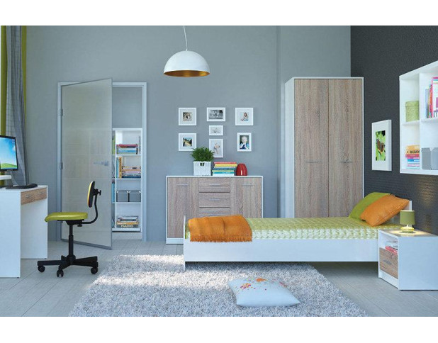 Шкаф комбинированный НЕПО SZF2D Дуб сонома / Нимфеа альба