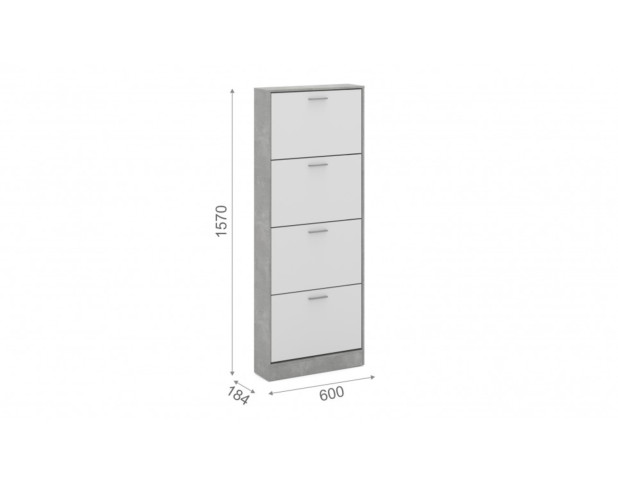 Тумба для обуви 600 4-х дверная Дуб крафт серый/Белый