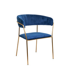 Стул GENEVA, (синий велюр/золото)