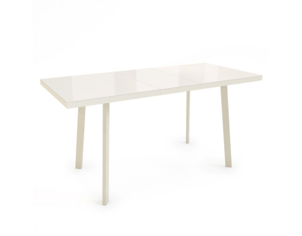 Стол ФИН раздвижной со стеклом, 120(152)*70, Кремовый/Кремовый