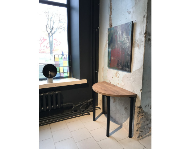 Стол-консоль Далис 1, Дуб Табачный Крафт \ опора чёрный муар, 1000*500(1000)*760