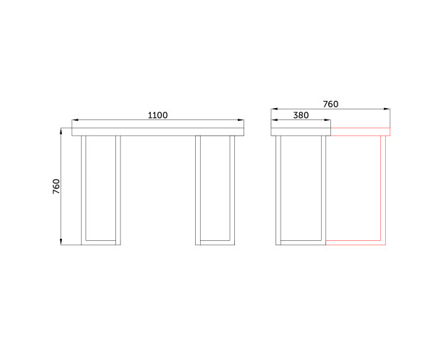 Стол-консоль Арлен 1, Дуб Золотой Крафт \ опоры чёрный муар, 1100*380(760)*760