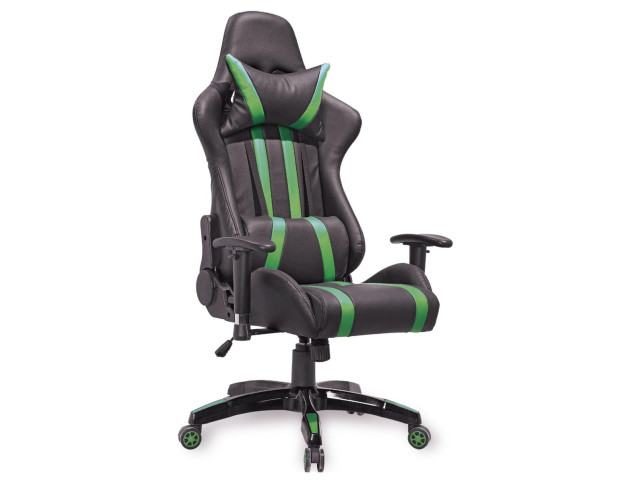 Кресло поворотное GAMER, ECO (черный+зеленый)