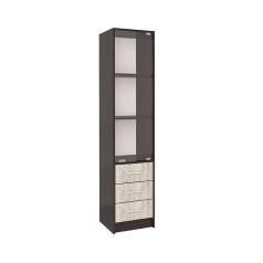 Шкаф комбинированный СК-023 (с витриной) дуб венге/дуб серый