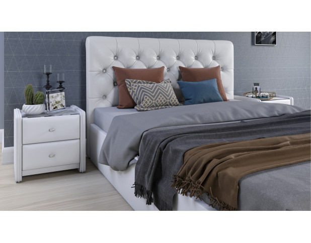 Мягкая кровать Беатриче с подъемником 160х200 кожзам Teos White