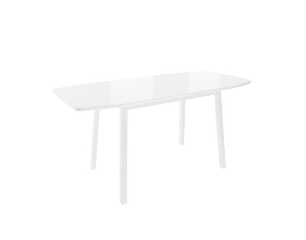 Стол ЛИОН раздвижной со стеклом, 120(152)*70, Белый/Белый
