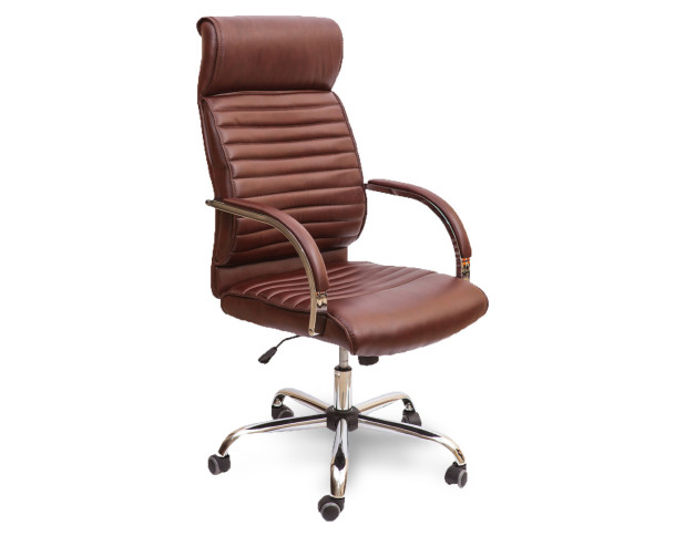 Кресло поворотное ALEXANDER, CHROME, ECO (коричневый)