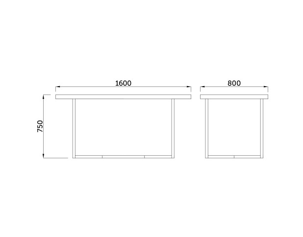 Стол Мюнхен (Л), Дуб Табачный Крафт \ Опора чёрный муар, 1600*800*750