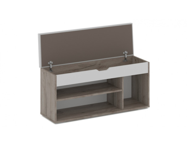 Тумба для обуви Аризона с нишей Дуб крафт серый/белый (вайт)