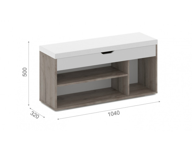 Тумба для обуви Аризона с нишей Дуб крафт серый/белый (вайт)