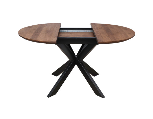 Стол РАУНД раздвижной, d100(140)*75, дуб мореный/черный (ПрР-4 DSW (02) КСЕ/Р-80)