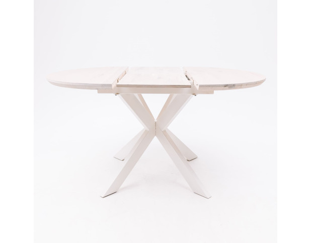 Стол РАУНД раздвижной, d100(140)*75, дуб беленый/белый (ПрР-4 DSW (02) КСЕ/Р-80)