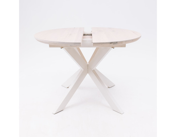 Стол РАУНД раздвижной, d100(140)*75, дуб беленый/белый (ПрР-4 DSW (02) КСЕ/Р-80)