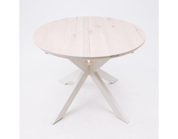 Стол РАУНД раздвижной, d100(140)*75, дуб беленый/белый (ПрР-4 DSW (02) КСЕ/Р-80)