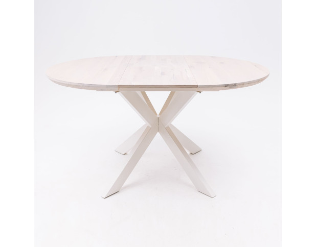 Стол РАУНД раздвижной, d100(140)*75, дуб беленый/белый (ПрР-4 DSW (02) КСЕ/Р-80)