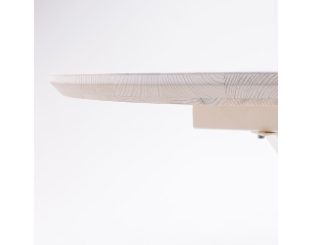 Стол РАУНД раздвижной, d100(140)*75, дуб беленый/белый (ПрР-4 DSW (02) КСЕ/Р-80)