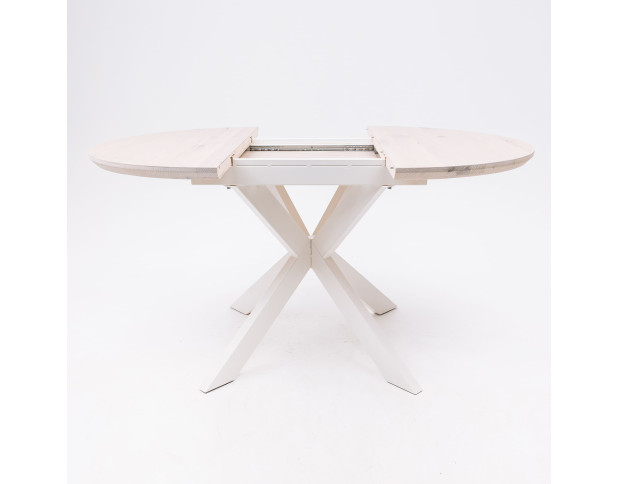 Стол РАУНД раздвижной, d100(140)*75, дуб беленый/белый (ПрР-4 DSW (02) КСЕ/Р-80)