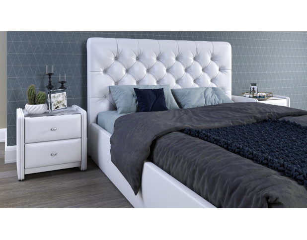 Мягкая кровать Беатриче с подъемником 180х200 кожзам Teos White