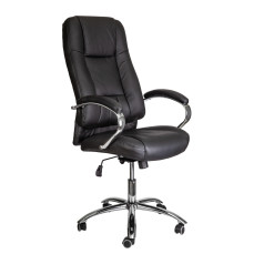 Кресло поворотное KING A, натуральная кожа, черный