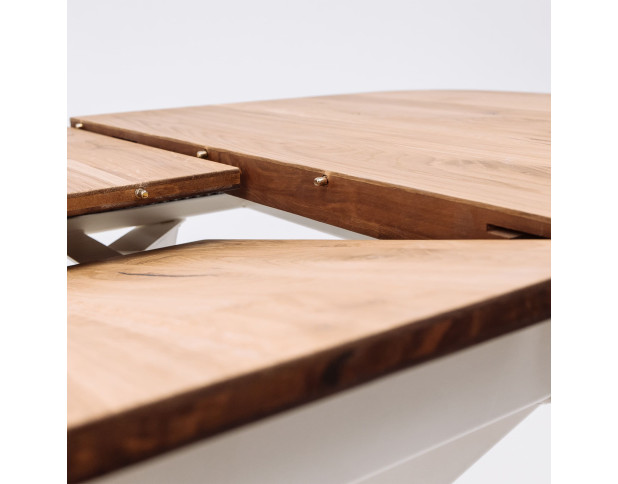 Стол ВЕЙВ раздвижной, 120(160)*80*75, дуб натуральный/белый (ПрР-3 DSW (02) КСЕ/Р-80)