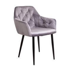 Стул DINAR, серый велюр/черный