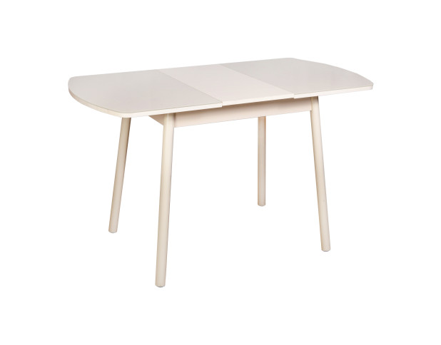 Стол ВИНЕР Mini раздвижной со стеклом, 94(126)*64*75, Кремовый/Кремовый