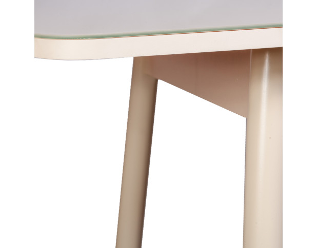 Стол ВИНЕР Mini раздвижной со стеклом, 94(126)*64*75, Кремовый/Кремовый