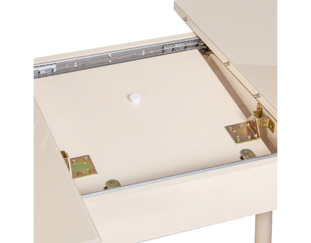 Стол ВИНЕР Mini раздвижной со стеклом, 94(126)*64*75, Кремовый/Кремовый
