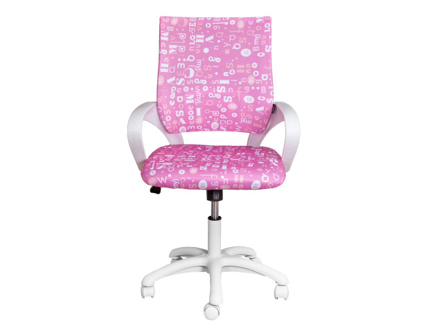 Кресло поворотное RICCI, WHITE Kids (розовый с буквами)