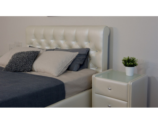 Мягкая кровать Беатриче с подъемником 160х200 кожзам Pearl Shell