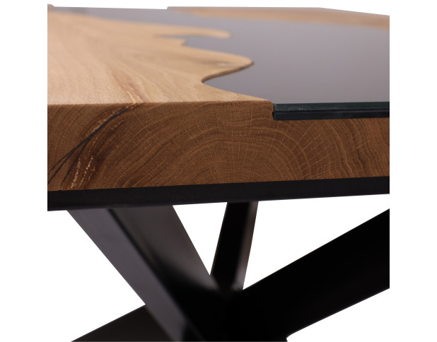 Стол БАЗАЛЬТ, 140*80*75, дуб натуральный/черный (ПрС Ст Дуб (03) СЕ-80)