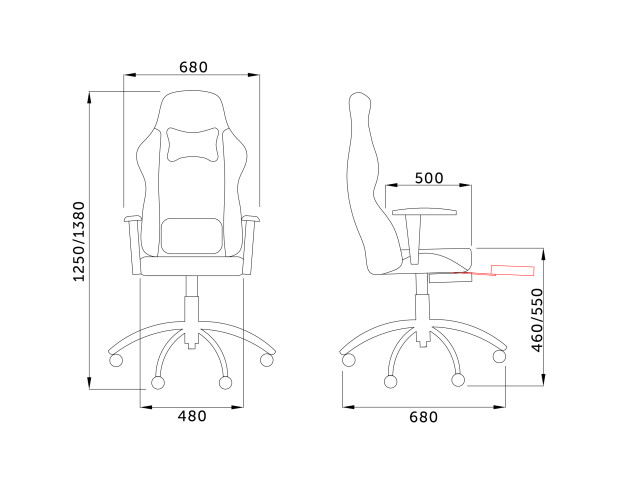 Кресло поворотное AXEL, ткань, черный+красный