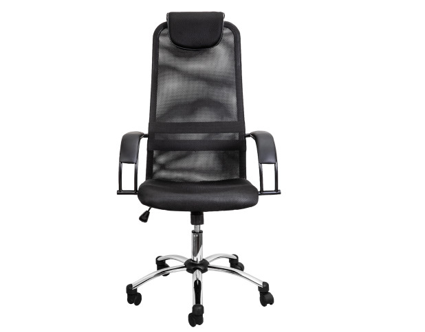 Кресло поворотное CONSUL, CHROME, ткань+сетка (черный)