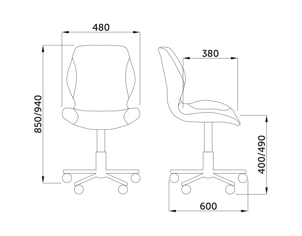 Кресло поворотное DELFIN, ткань, бордовый