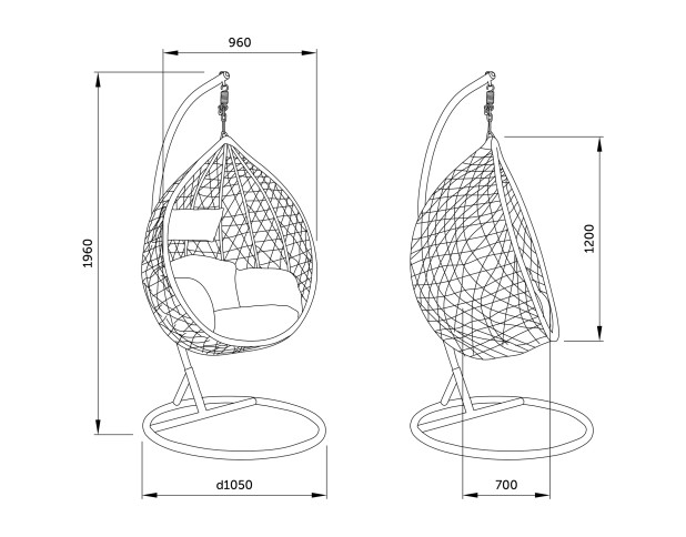 Кресло подвесное HAWAII, (серый/серо-бежевый)