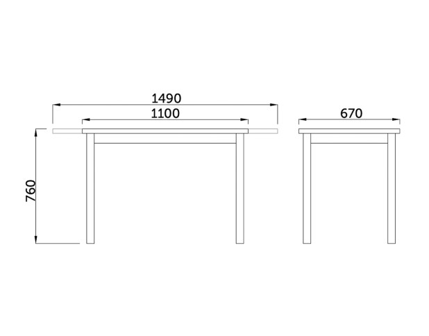 Стол раздвижной ONE (СОО), 1100(1490)*670*760, (дуб натуральный)