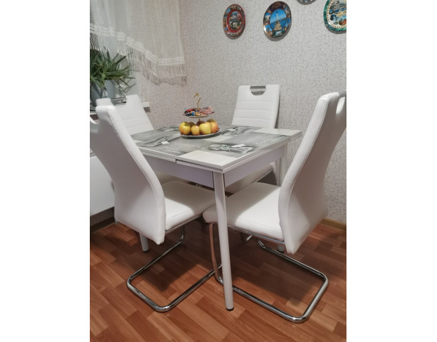 Стул AVA, белый APU-002/хром