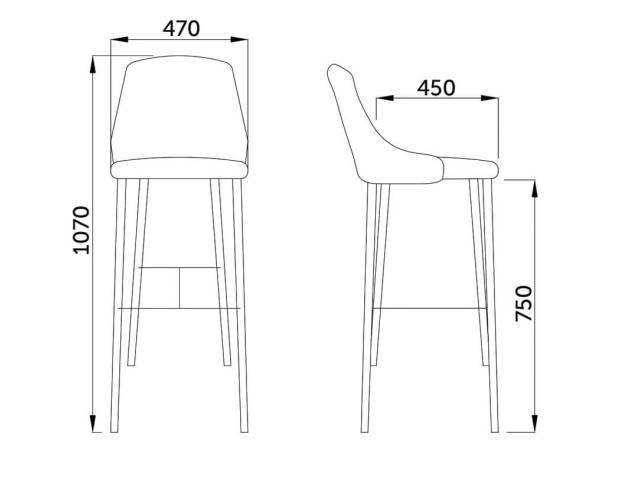 Стул MEGAN-2, барный, темно-серая ткань 1701-30/черный