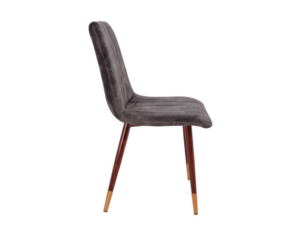 Стул MOONY, винтажный серый велюр/орех+золотой наконечник