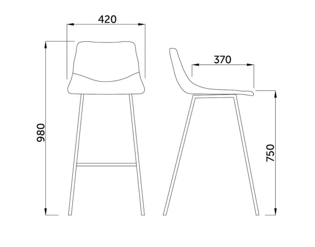 Стул барный KANSAS, (черная ткань+черная нить)