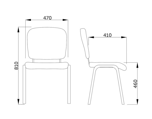 Стул на раме ISO BLACK, (C-32, черный+зеленый)
